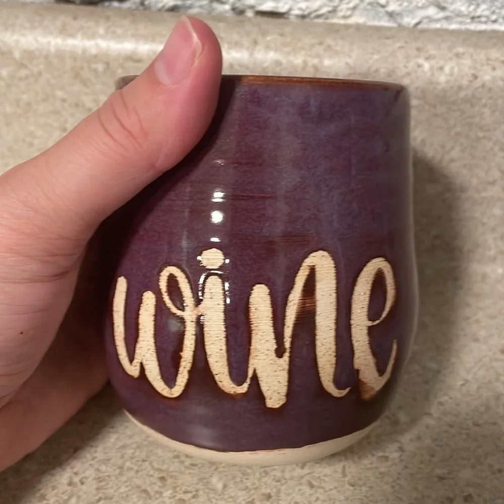 Handmade Purple Ceramic Clay Wine Cup NWOT